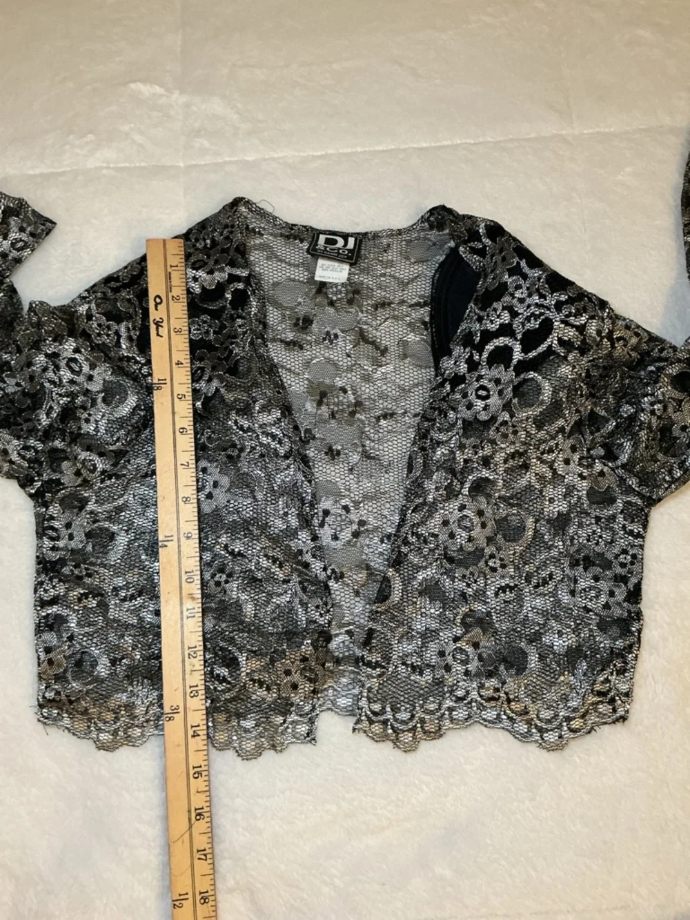 Silver Lace Cropped Bolero Shrug - Picture 9 of 10